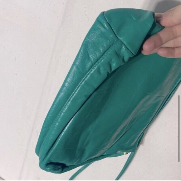 Vintage Green Leather Cross Body Bag Purse - Picture 6 of 11